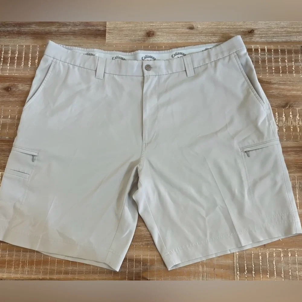 Callaway Gray Active Waistband Golf Shorts 42W UPF 50 sun protection fabric